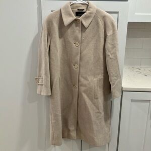 Jones New York Women's Beige Wool Acetate Button Formal Winter Coat Jacket
